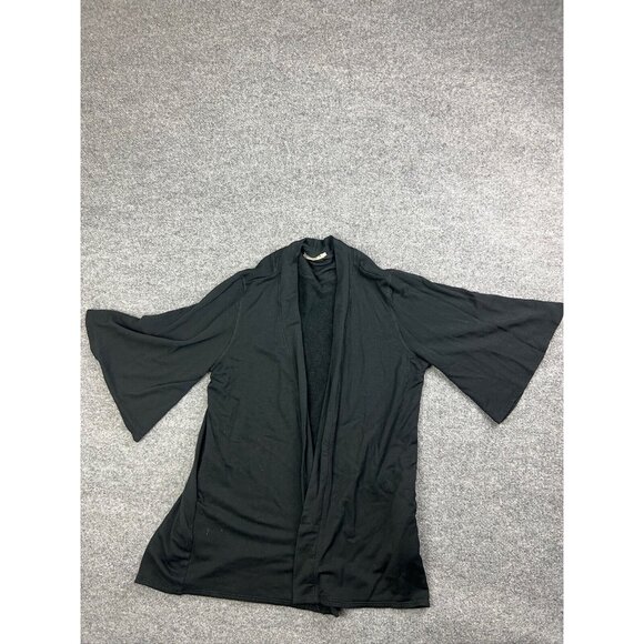 NAKED PRINCESS Flared Sleeve Robe Women's M/L Black Pockets Belt Loops Lounge - Picture 1 of 8